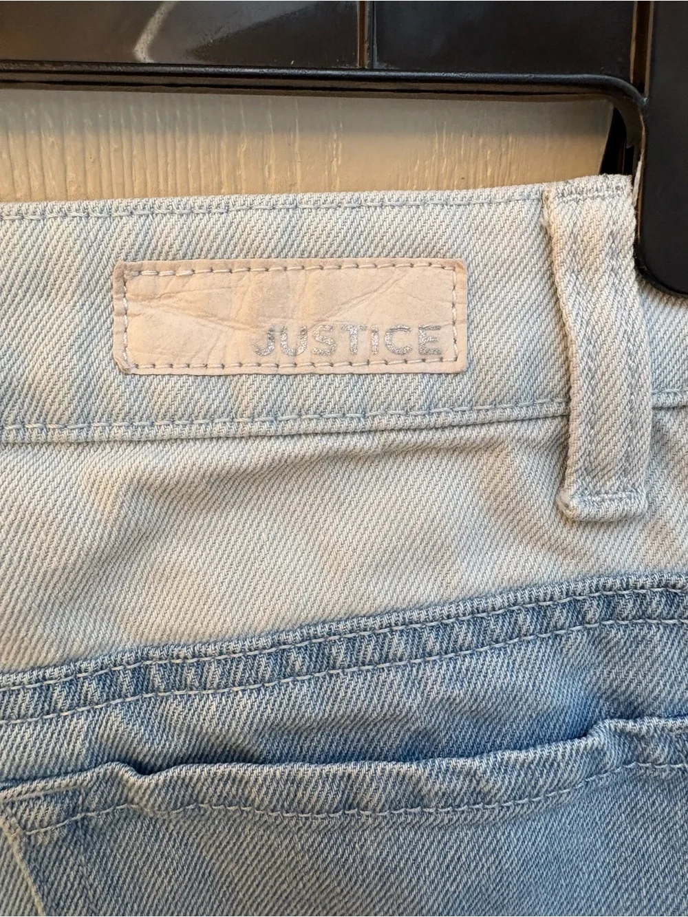 Justice Light Blue Cargo Jeans with Character Graphics - wide leg - cute!!